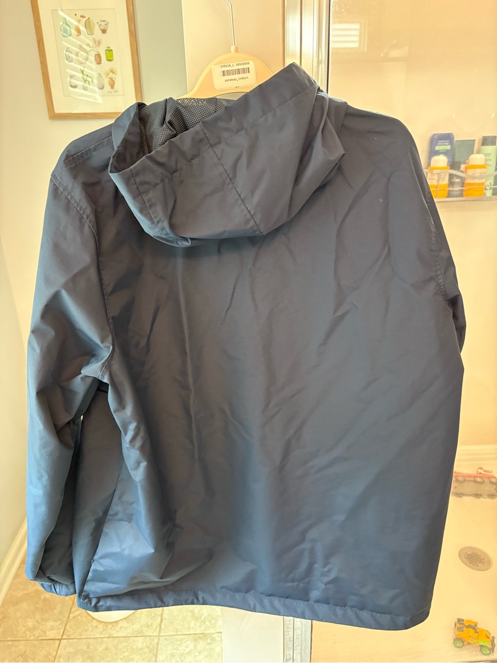 Men's Navy Hooded Windbreaker Pull-Over Jacket - Picture 6 of 6